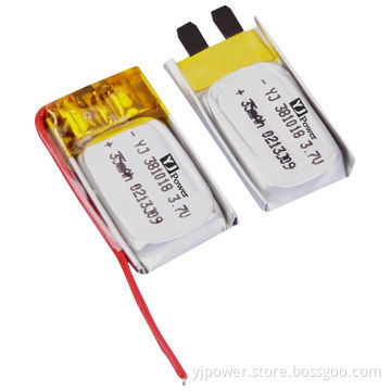 Rechargeable Li-polymer battery, 381013, 35mAh, 3.7V